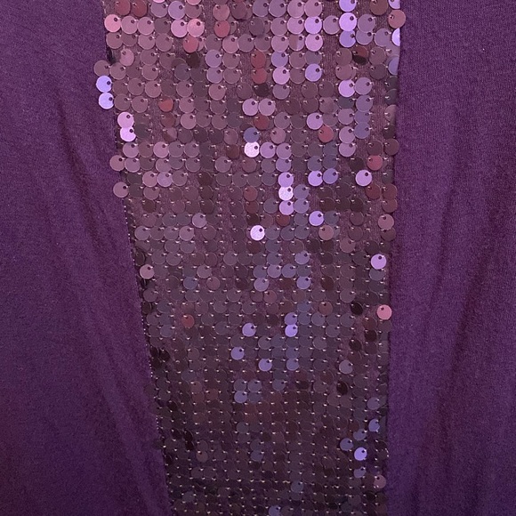 AB Studio Purple Sequined Lightweight SS Top Sz Med. Good Condition. - Picture 6 of 6